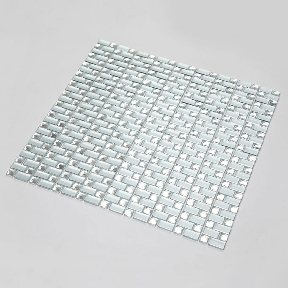 Beveled Crystal Silver Square Mirror Glass Mosaic Tile