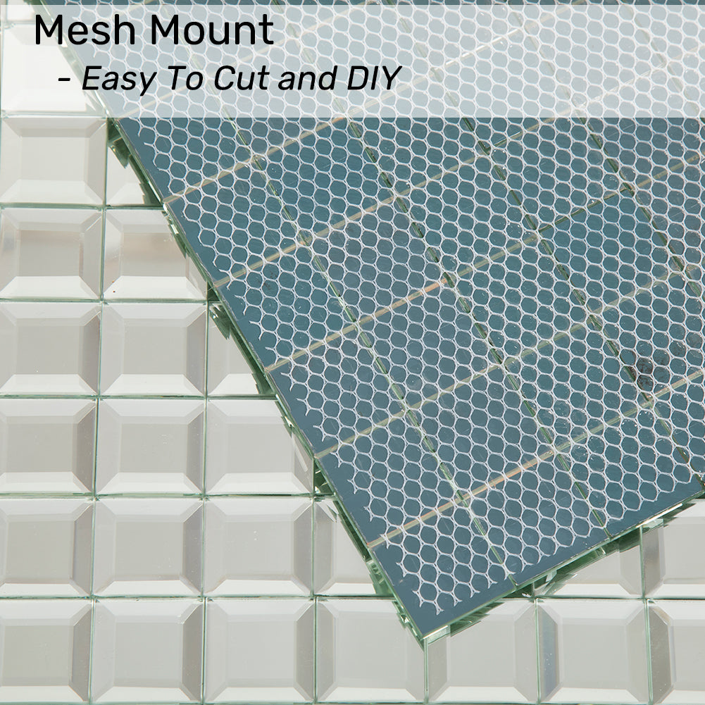 Beveled Square Mirror Glass Mosaic Tile Silver 12 x 12 Inch (5-Pack,No grout required)