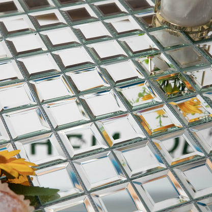 13 Edges Seamless Clear Mirror Mosaic Tiles Beveled Crystal Diamond Sh — My  Building Shop