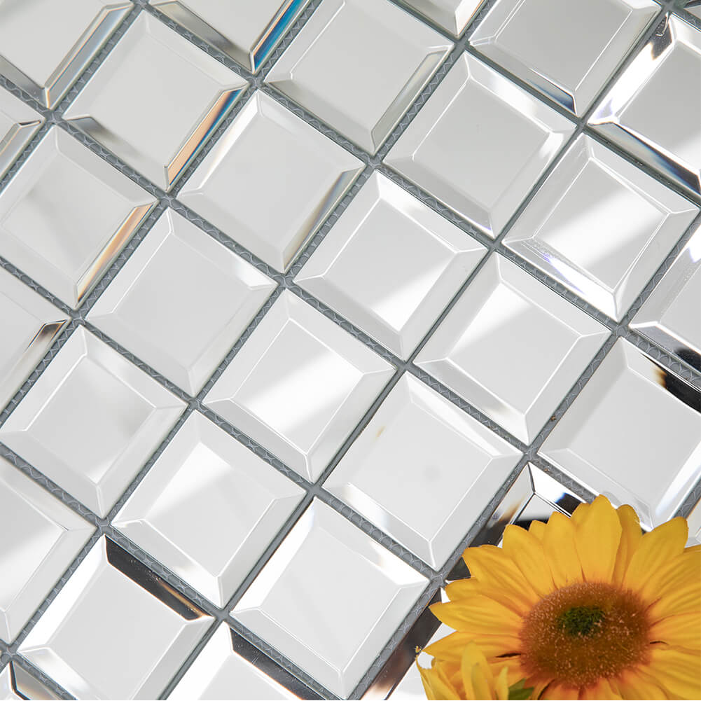 Crystal Mirror Glass Mosaic Tile 2" Diamond Mosaic Tile 12x12 Inch (5-Pack)