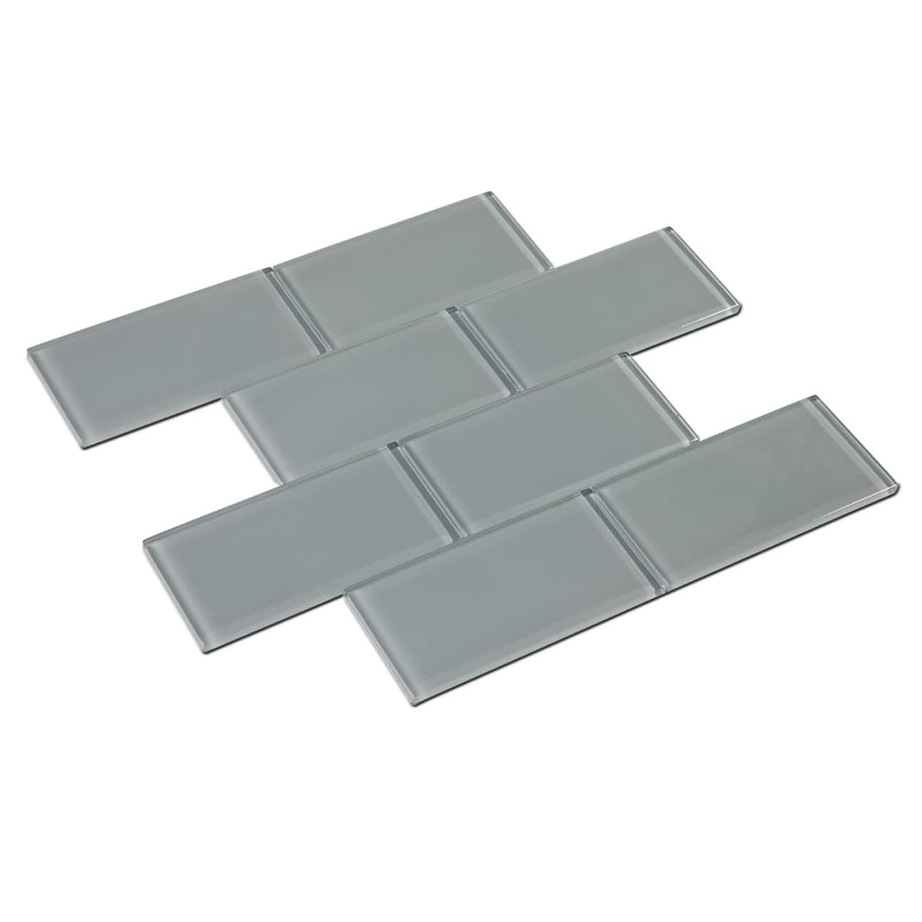 Ture Grey Glass Subway Tile 3 x 6 Inch (40-Pack, 5 Sq.Ft)