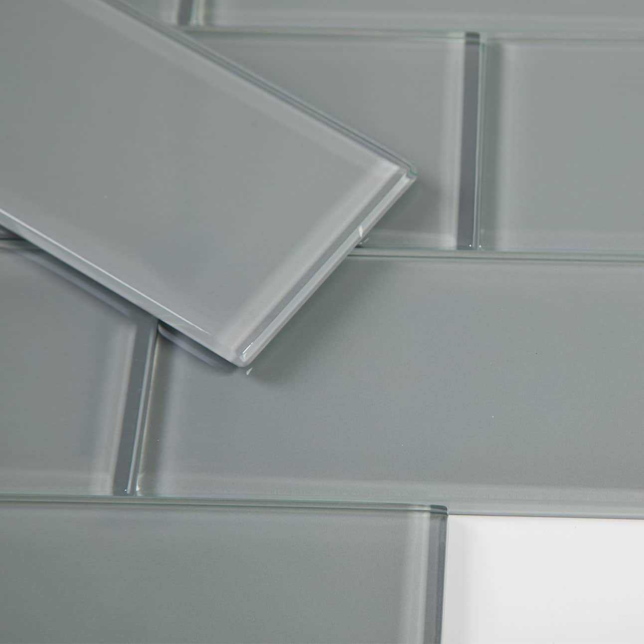 Ture Grey Glass Subway Tile 3 x 6 Inch (40-Pack, 5 Sq.Ft)