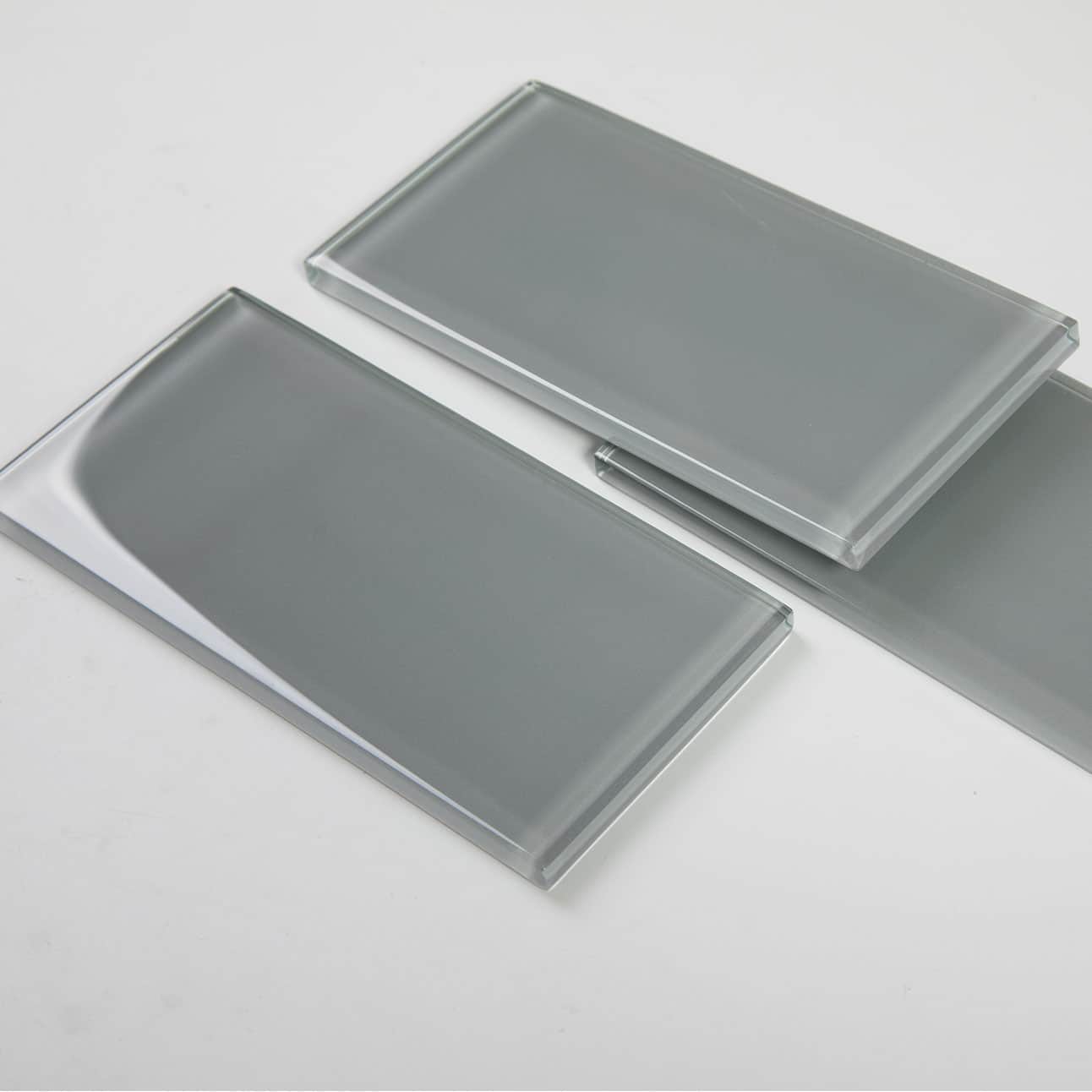 Ture Grey Glass Subway Tile 3 x 6 Inch (40-Pack, 5 Sq.Ft)