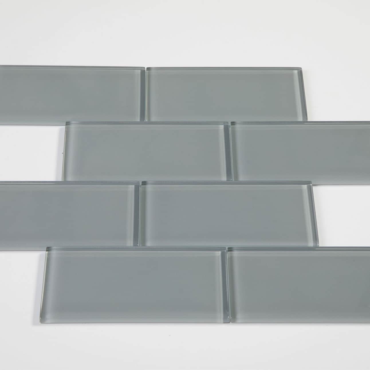 Ture Grey Glass Subway Tile 3 x 6 Inch (40-Pack, 5 Sq.Ft)