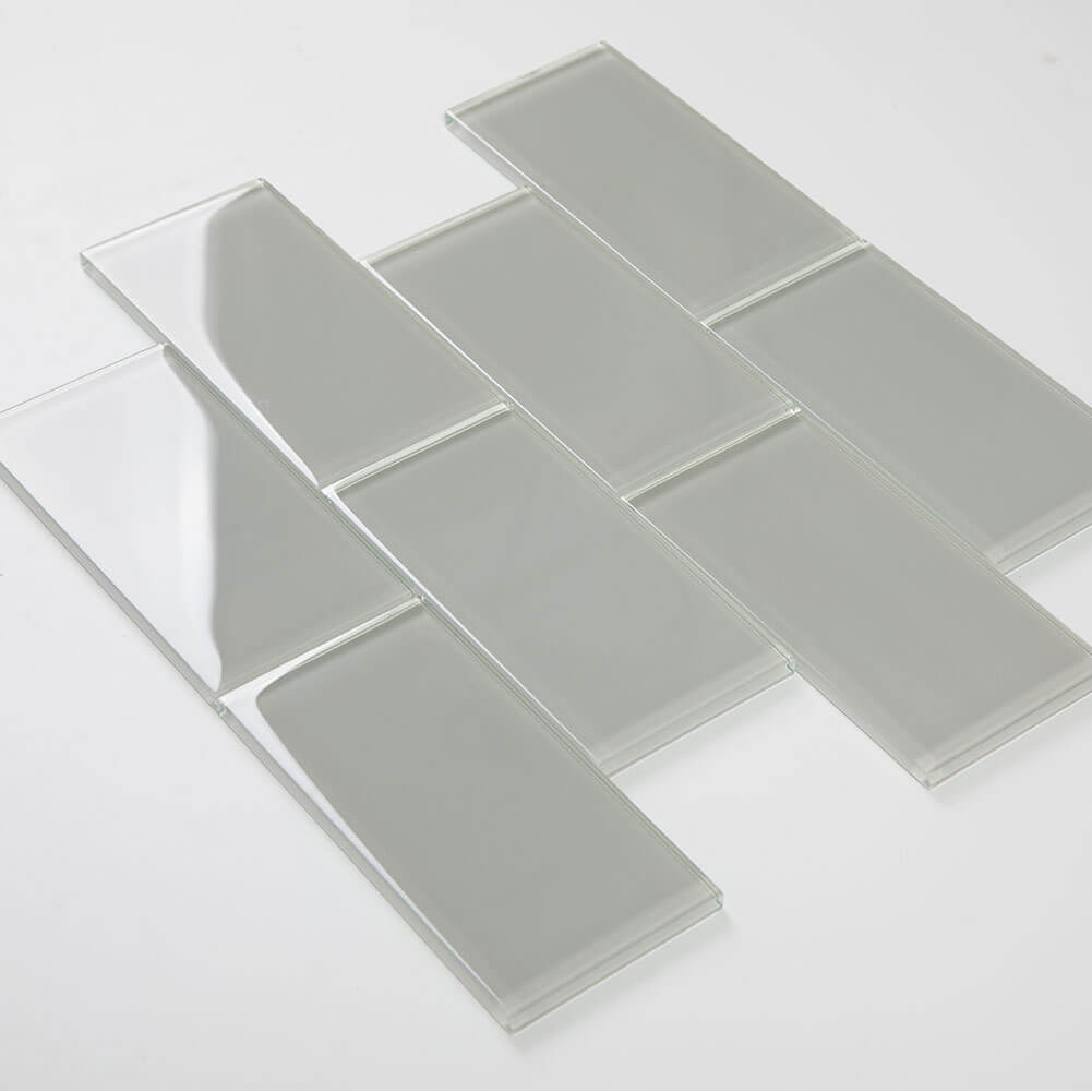 Light Grey Glass Subway Tile 3 x 6 Inch (40-Pack, 5 Sq.Ft)