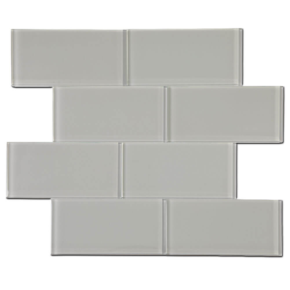 Light Grey Glass Subway Tile 3 x 6 Inch (40-Pack, 5 Sq.Ft)