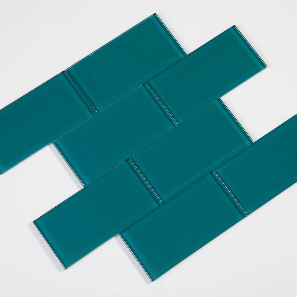 Dark Teal Glass Subway Tile 3 x 6 Inch (40-Pack, 5 Sq.Ft)