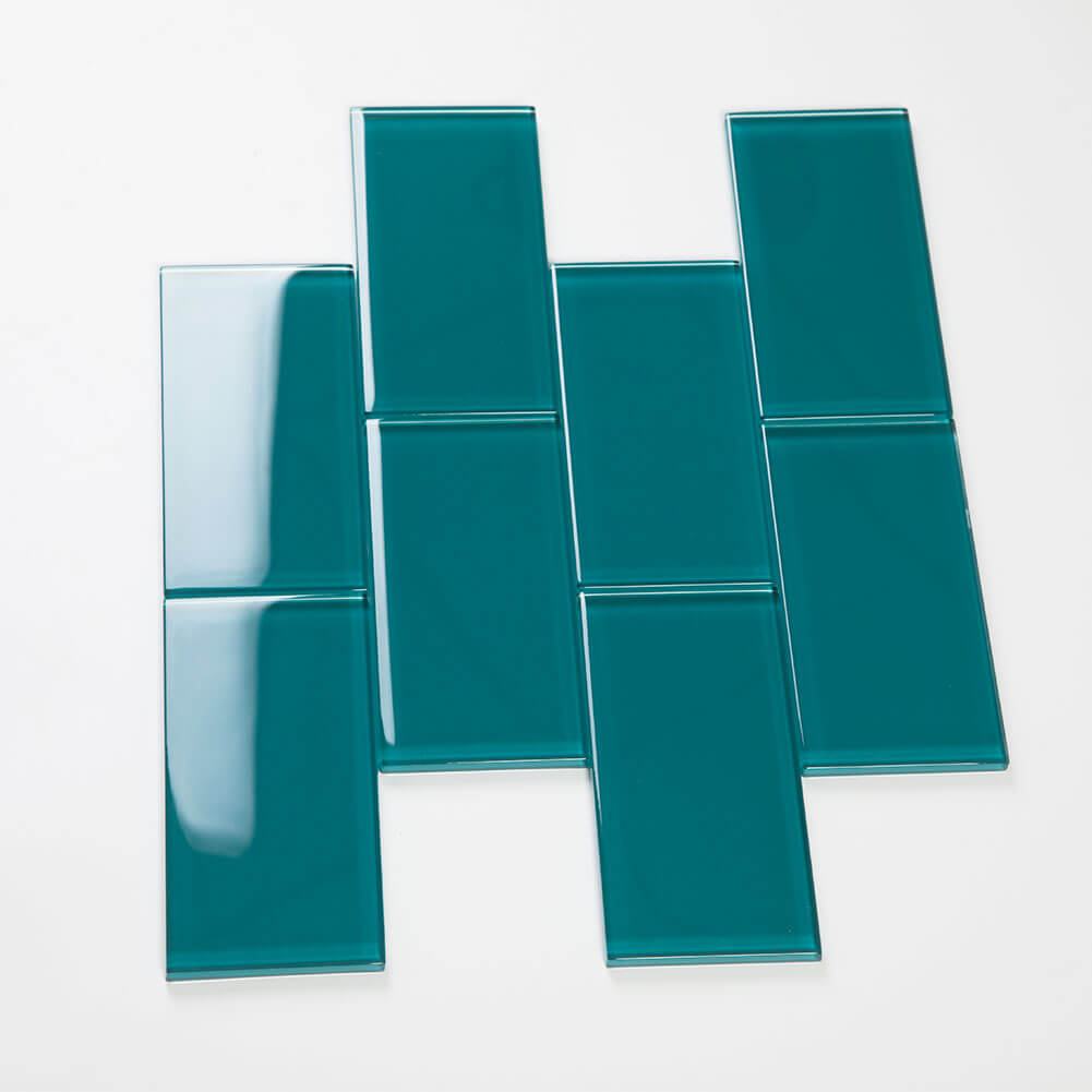 Dark Teal Glass Subway Tile 3 x 6 Inch (40-Pack, 5 Sq.Ft)
