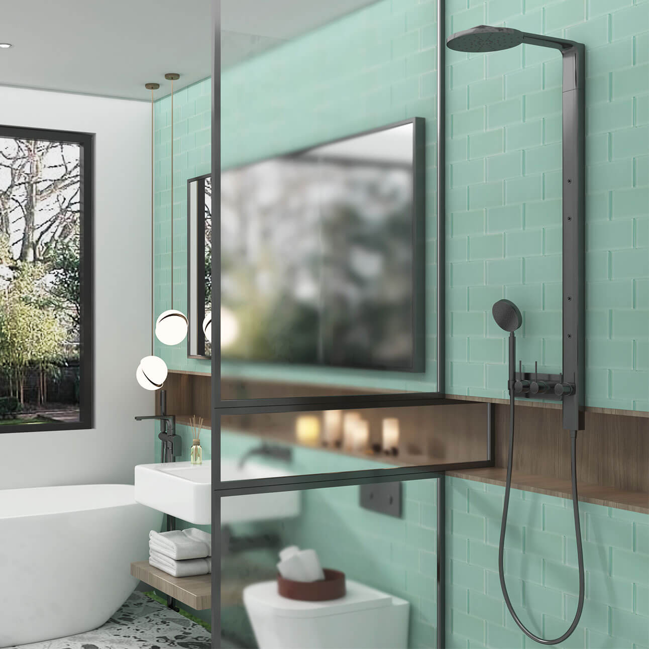 Glass Subway Tiles, 3*6 inch, Light Green, Pack of 32 Pcs, DM0027S