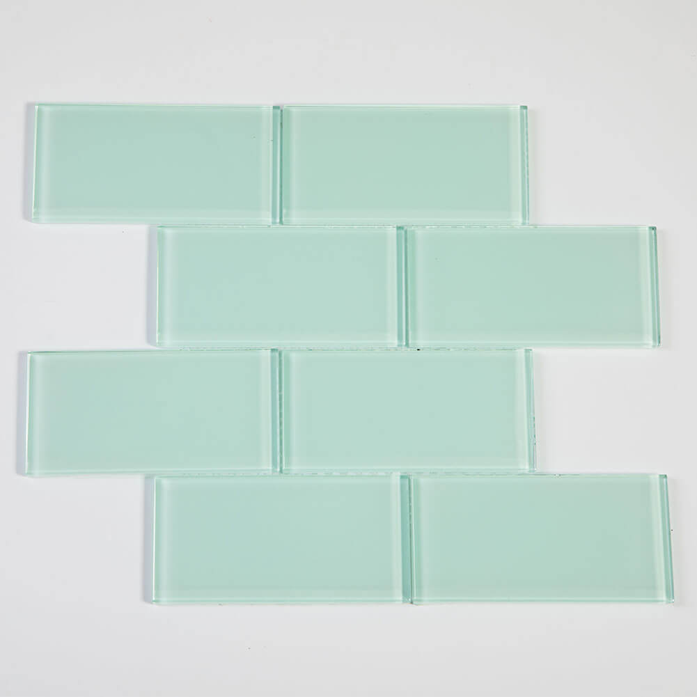 Glass Subway Tiles, 3*6 inch, Light Green, Pack of 32 Pcs, DM0027S
