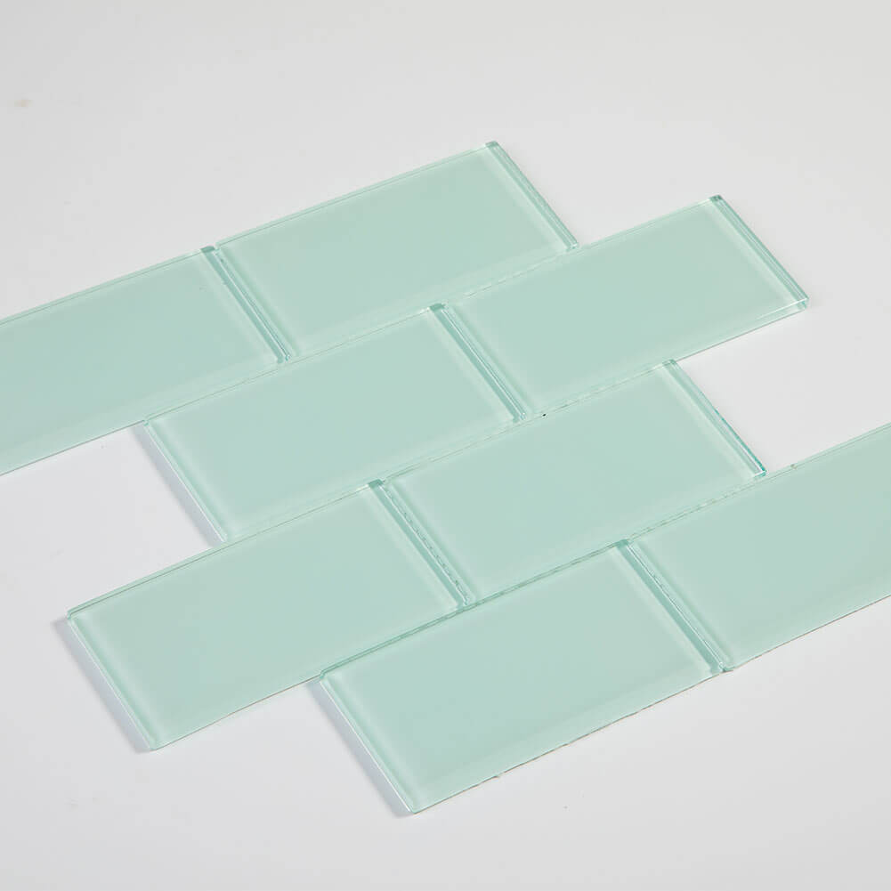 Glass Subway Tiles, 3*6 inch, Light Green, Pack of 32 Pcs, DM0027S