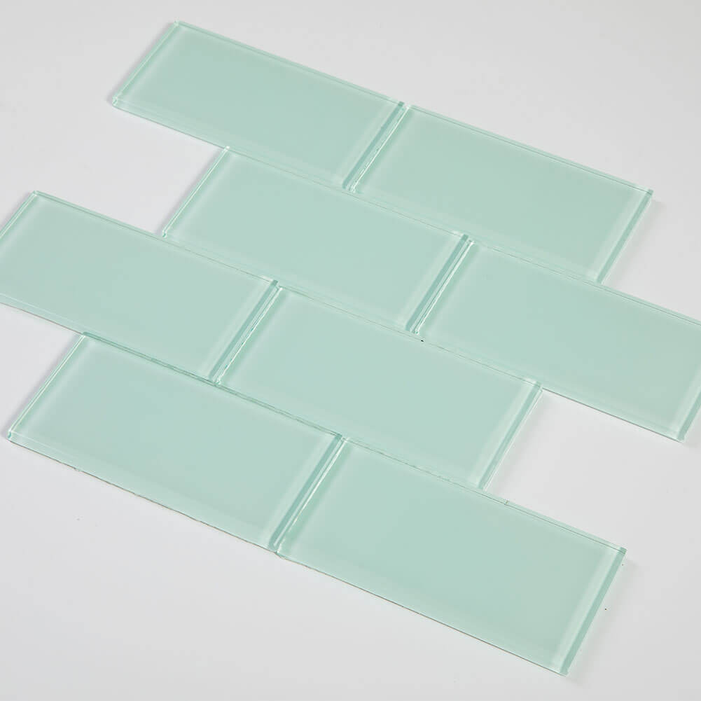 Glass Subway Tiles, 3*6 inch, Light Green, Pack of 32 Pcs, DM0027S