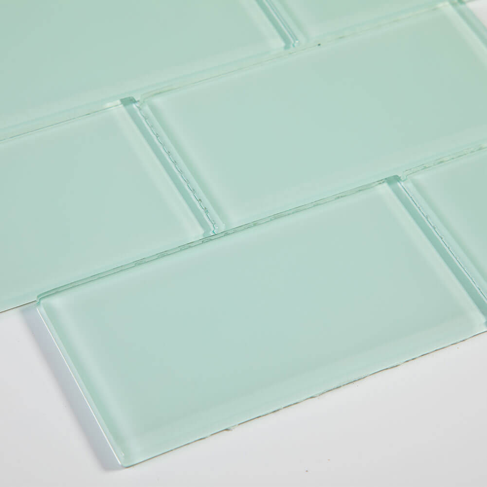 Glass Subway Tiles, 3*6 inch, Light Green, Pack of 32 Pcs, DM0027S