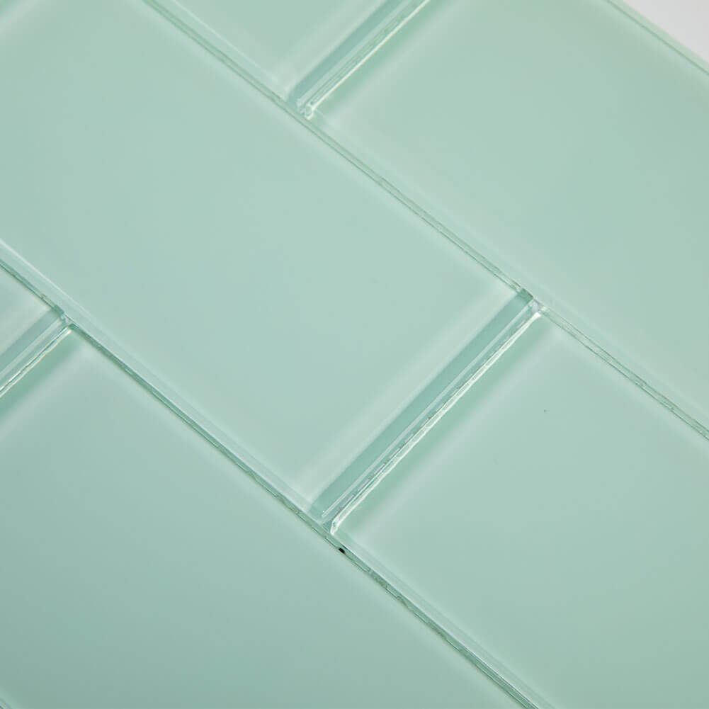 Glass Subway Tiles, 3*6 inch, Light Green, Pack of 32 Pcs, DM0027S