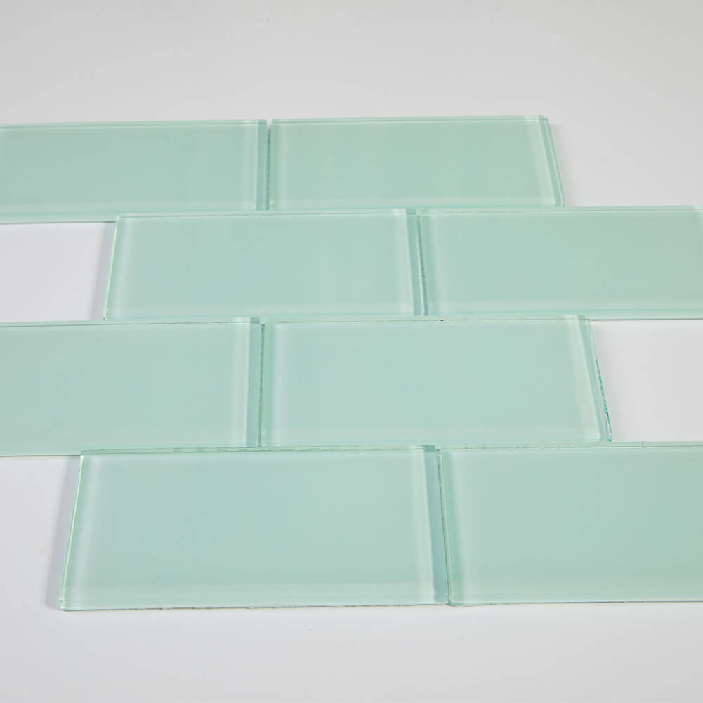 Glass Subway Tiles, 3*6 inch, Light Green, Pack of 32 Pcs, DM0027S