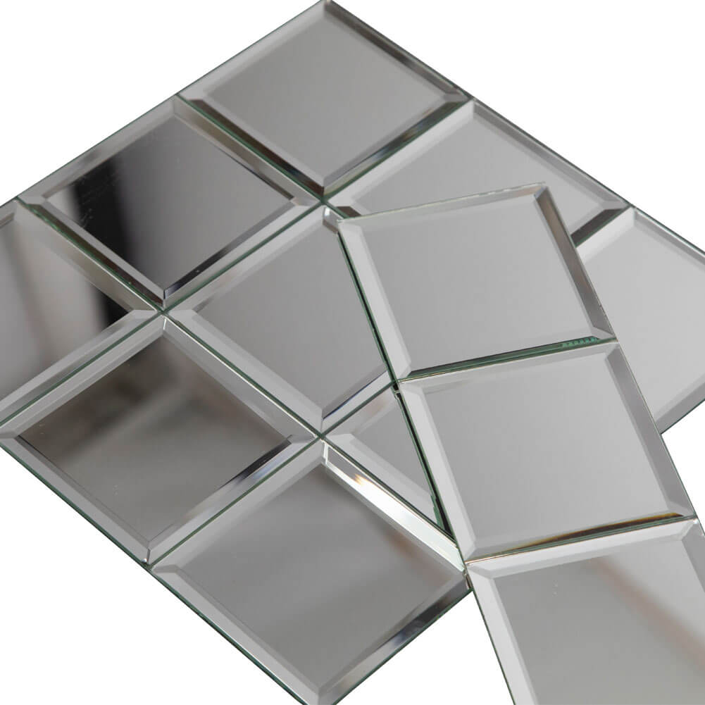 Silver Mirror Glass Tile, Square with Beveled Edge, 4*4 inch, DM0028S