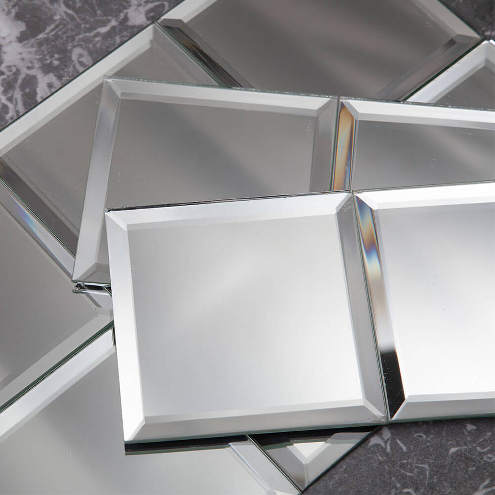 Silver Mirror Glass Tile, Square with Beveled Edge, 4*4 inch, DM0028S