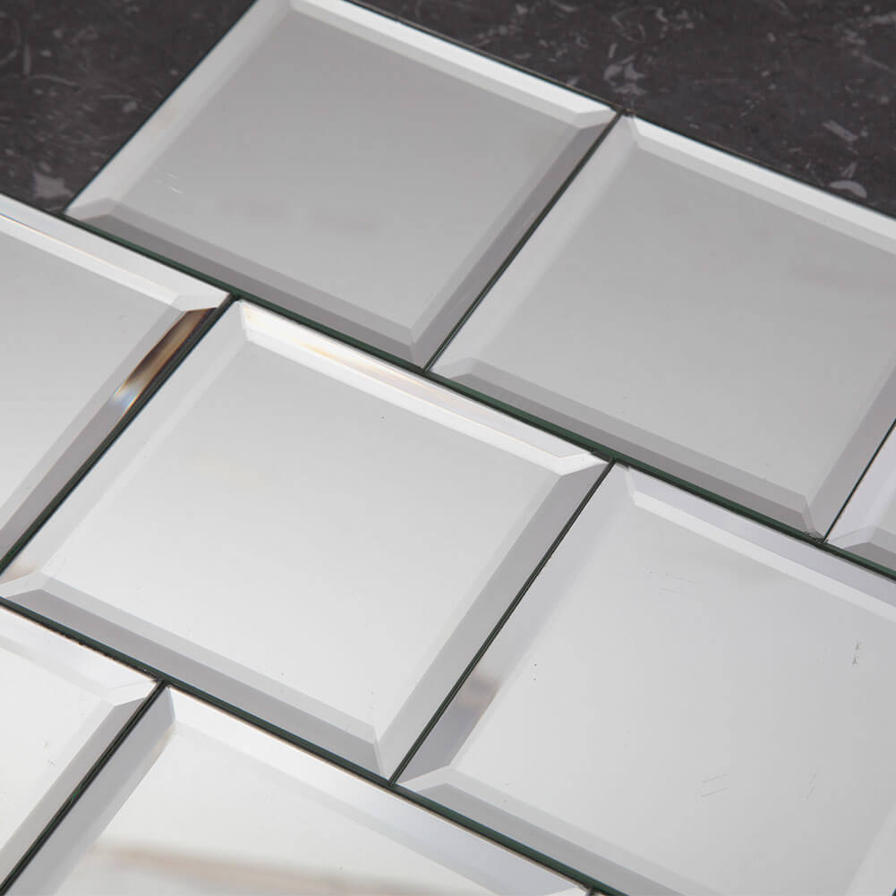 Silver Mirror Glass Tile, Square with Beveled Edge, 4*4 inch, DM0028S