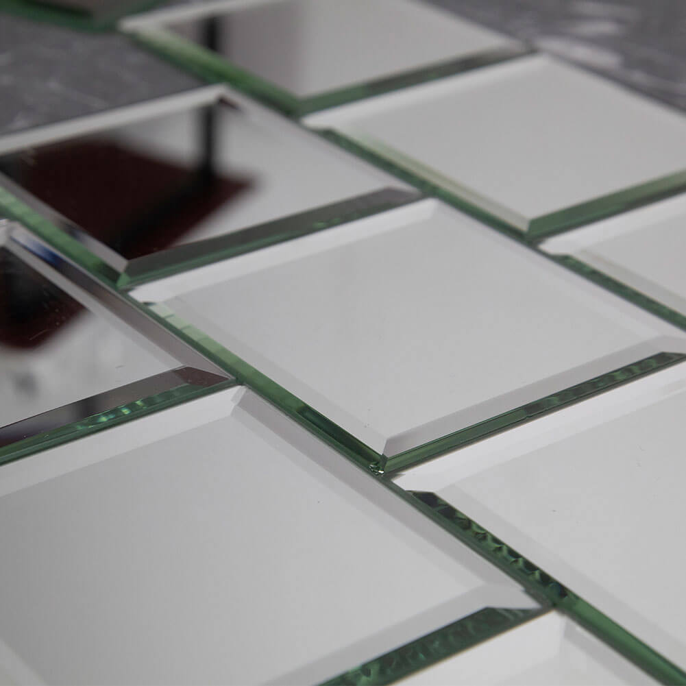 Silver Mirror Glass Tile, Square with Beveled Edge, 4*4 inch, DM0028S