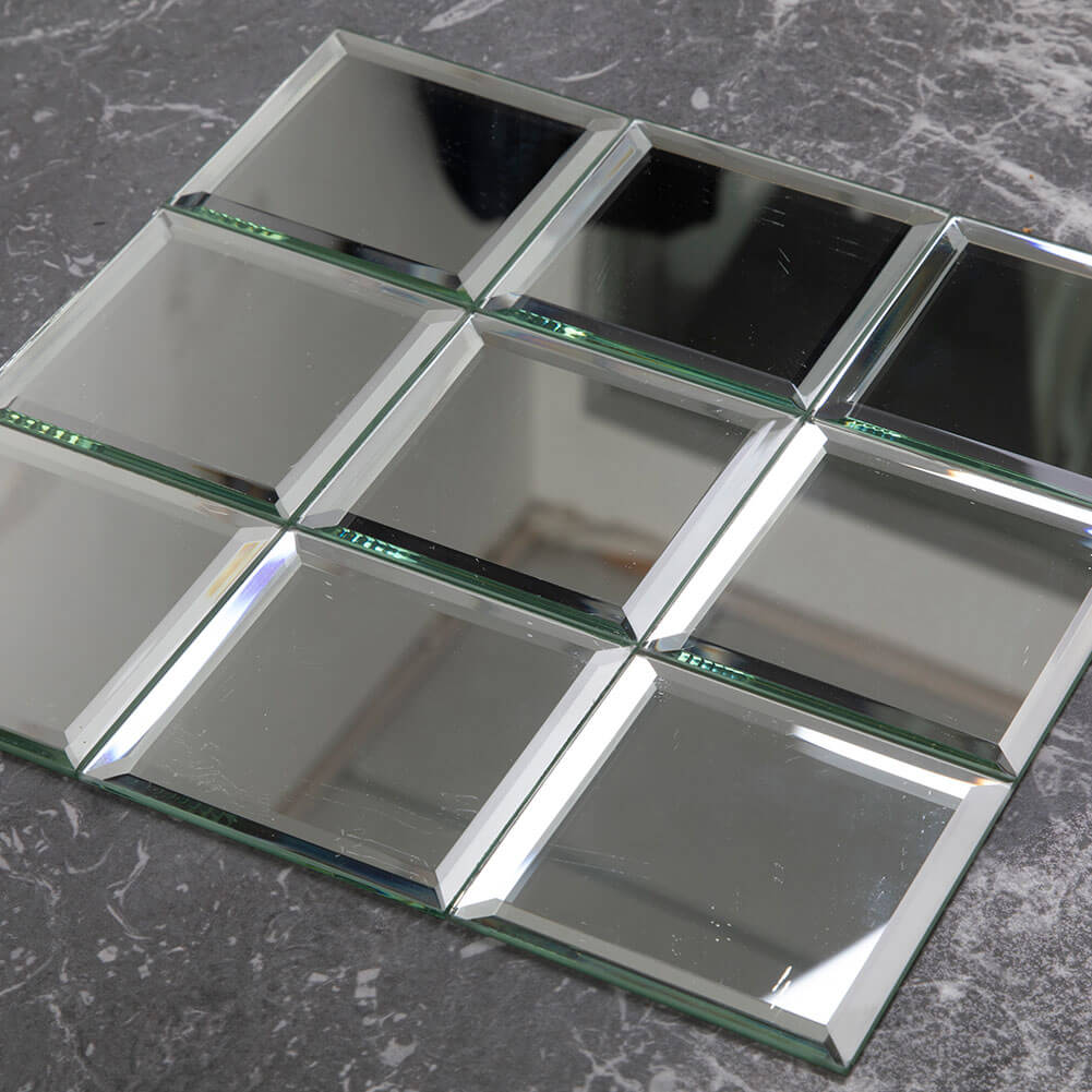 Silver Mirror Glass Tile, Square with Beveled Edge, 4*4 inch, DM0028S
