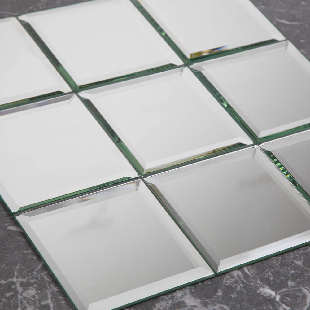 Silver Mirror Glass Tile, Square with Beveled Edge, 4*4 inch, DM0028S