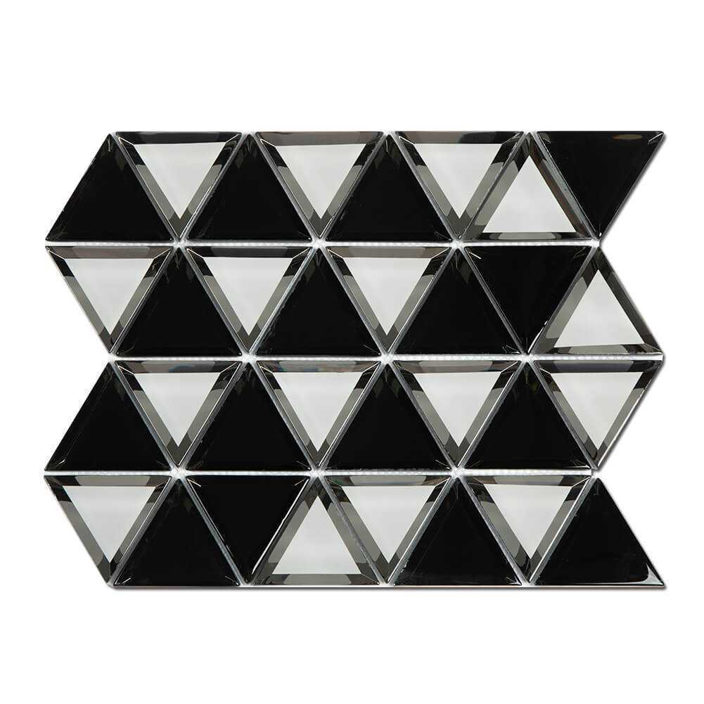 Triangle 3" Mirror Glass Mosaic Tile with Beveled Edge 5 Sheets/Box Silver (4.3 sq.ft.)