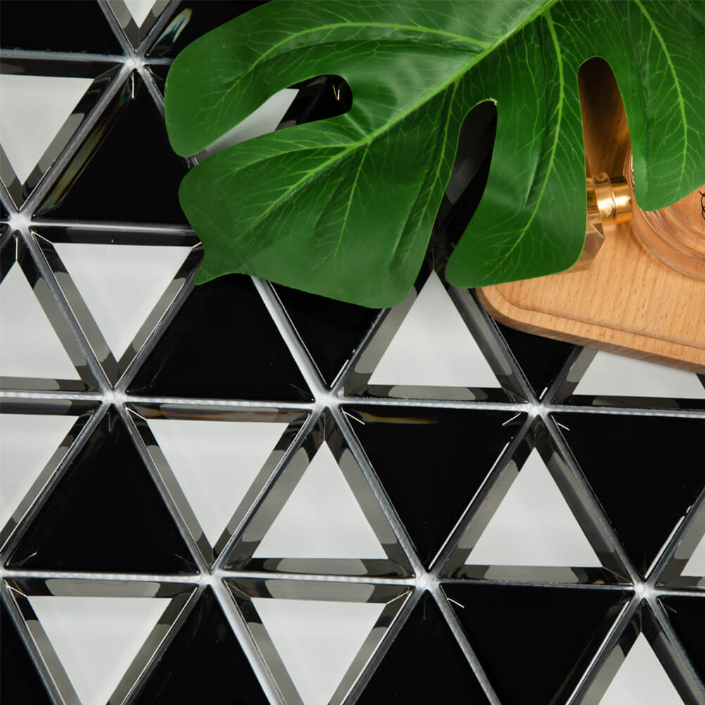 Triangle 3" Mirror Glass Mosaic Tile with Beveled Edge 5 Sheets/Box Silver (4.3 sq.ft.)