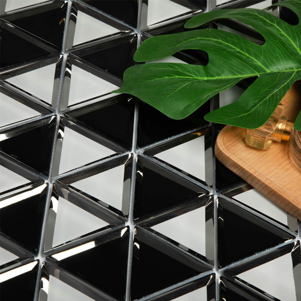 Triangle 3" Mirror Glass Mosaic Tile with Beveled Edge 5 Sheets/Box Silver (4.3 sq.ft.)