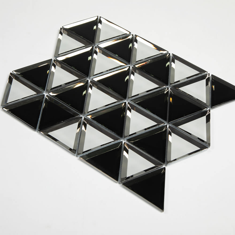 Triangle 3" Mirror Glass Mosaic Tile with Beveled Edge 5 Sheets/Box Silver (4.3 sq.ft.)