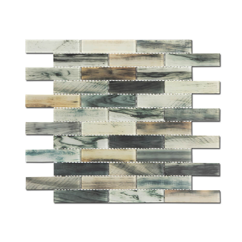 Colorful Natural Ink Style 12 x 12 Inch Glass Subway Tile  (5 Pcs/Box, 5 sq.ft.)