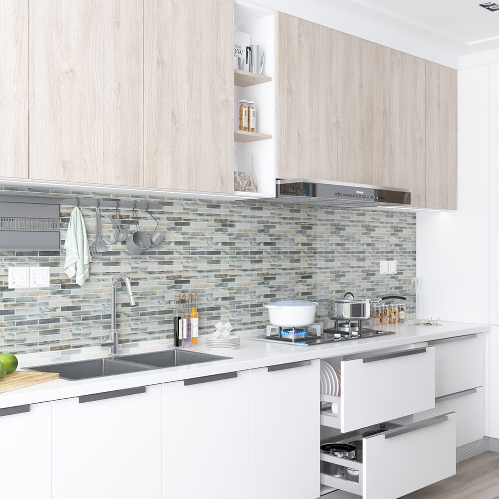 Colorful Natural Ink Style 12 x 12 Inch Glass Subway Tile  (5 Pcs/Box, 5 sq.ft.)