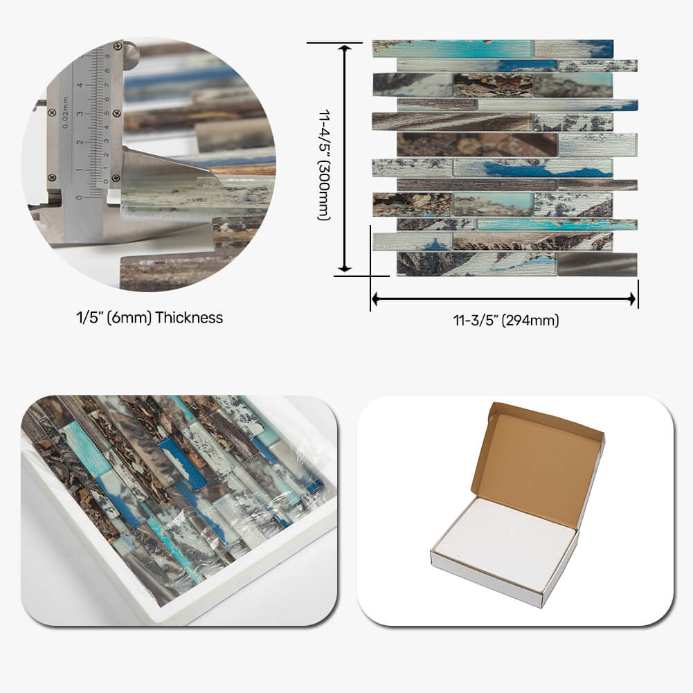 Natural Scenery 12 x 12 Inch Glass Subway Tile  (5 Pcs/Box, 5 sq.ft.)