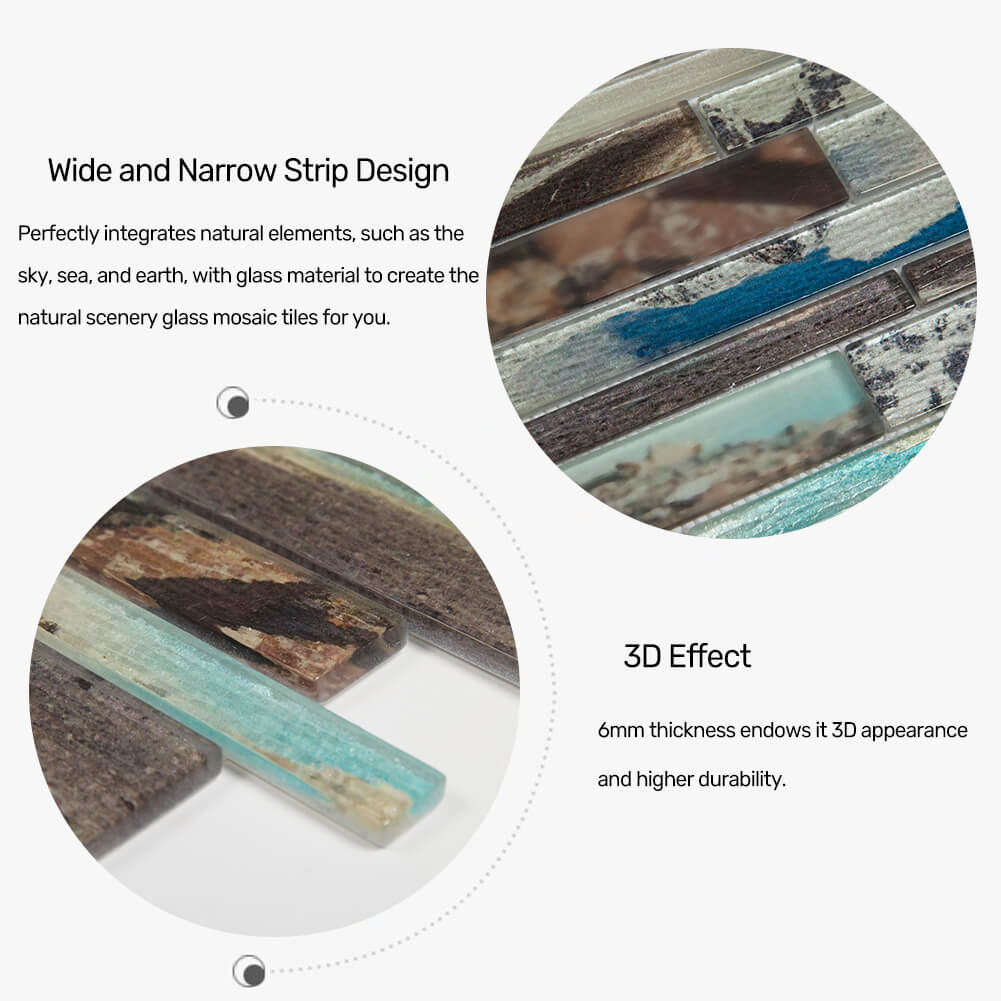 Natural Scenery 12 x 12 Inch Glass Subway Tile  (5 Pcs/Box, 5 sq.ft.)