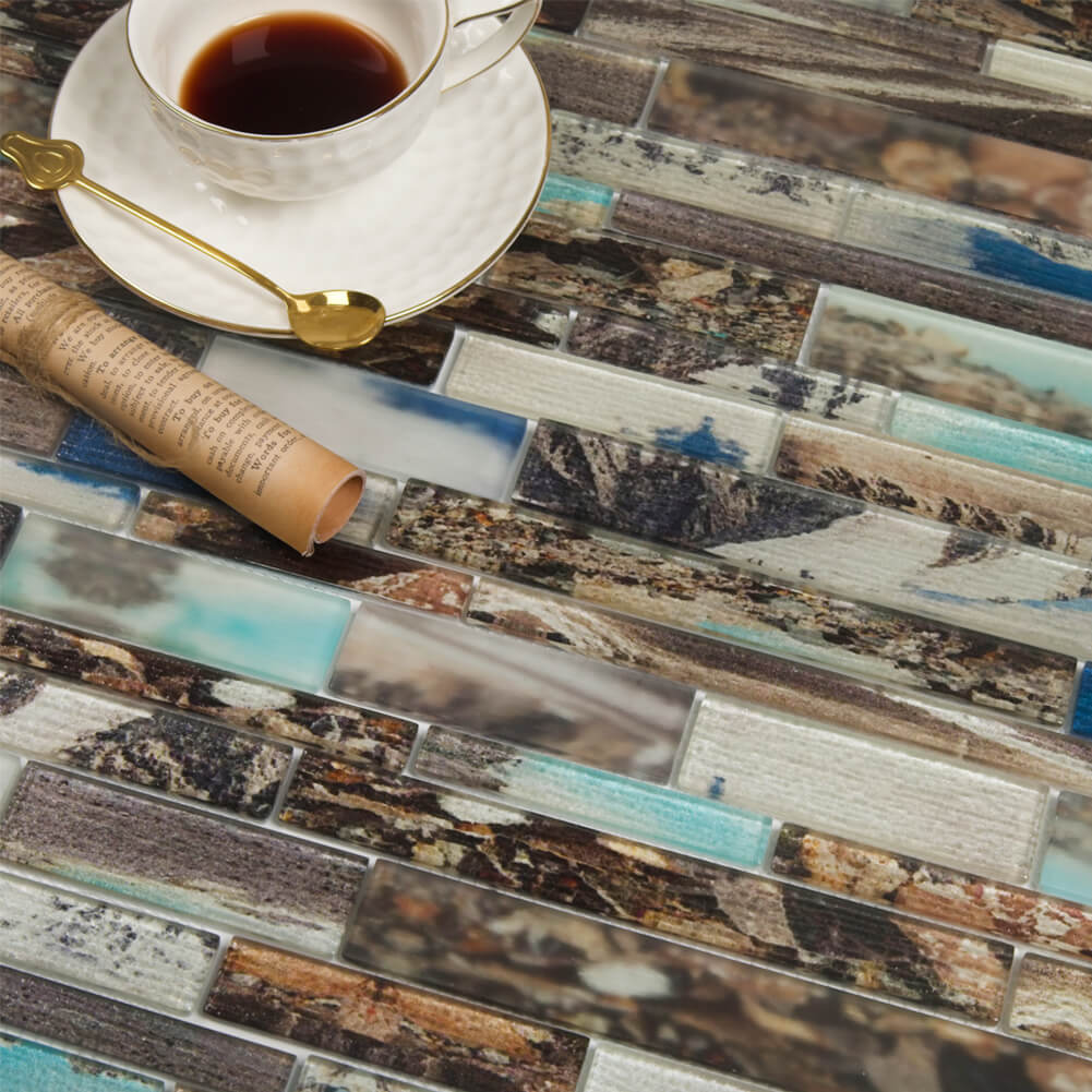 Natural Scenery 12 x 12 Inch Glass Subway Tile  (5 Pcs/Box, 5 sq.ft.)