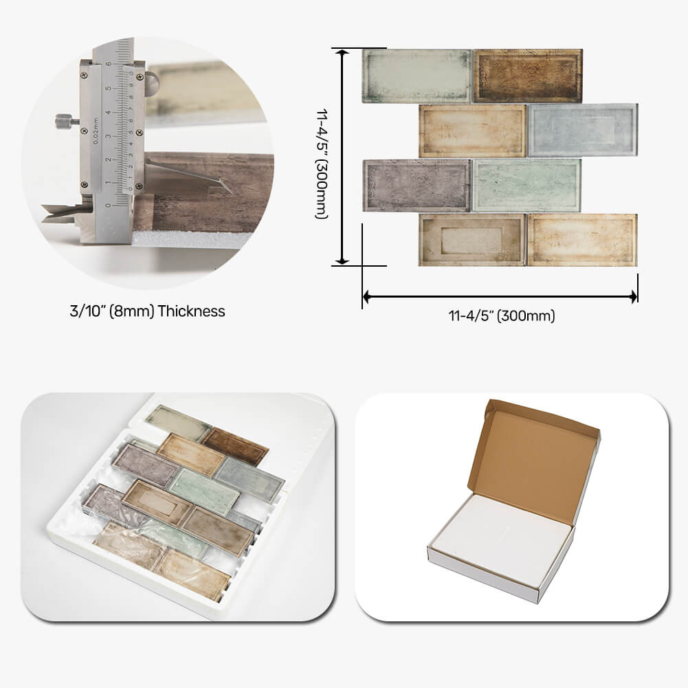 Industrial Age Colorful 12 x 12 Inch Glass Subway Tile (5 Pcs/Box, 5 sq.ft.)