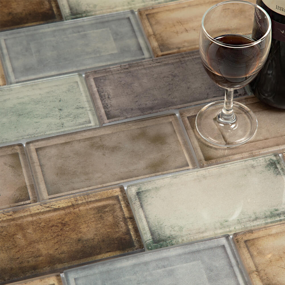 Industrial Age Colorful 12 x 12 Inch Glass Subway Tile (5 Pcs/Box, 5 sq.ft.)