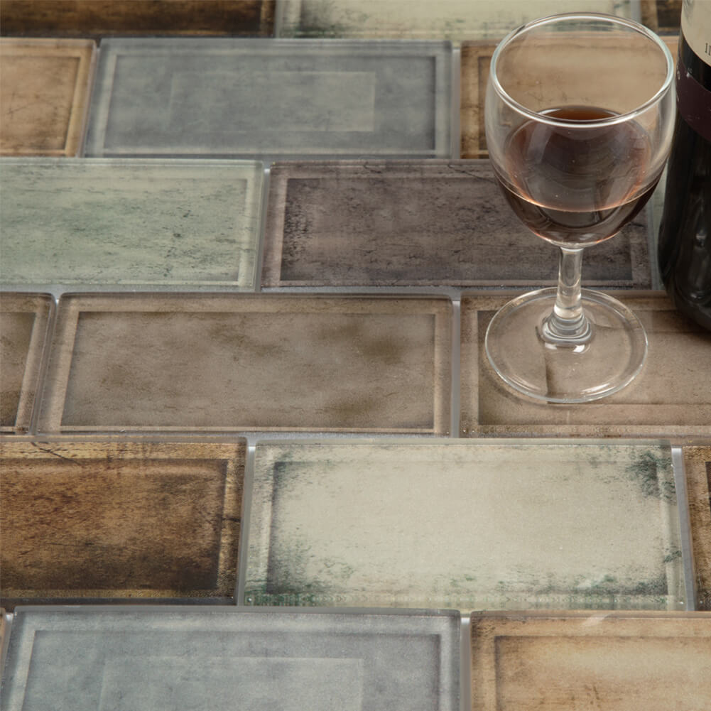 Industrial Age Colorful 12 x 12 Inch Glass Subway Tile (5 Pcs/Box, 5 sq.ft.)