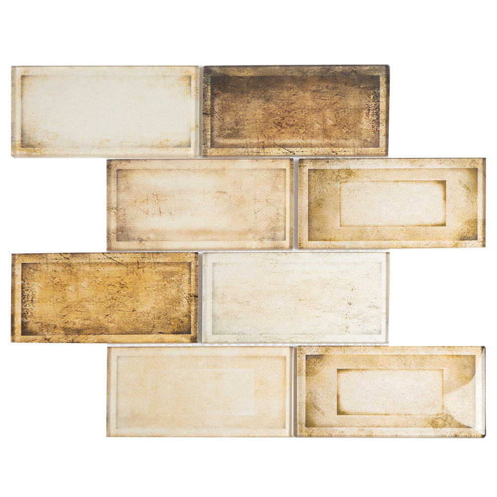 Industrial Age Retro Brown 12 x 12 Inch Glass Subway Tile (5 Pcs/Box, 5 sq.ft.)