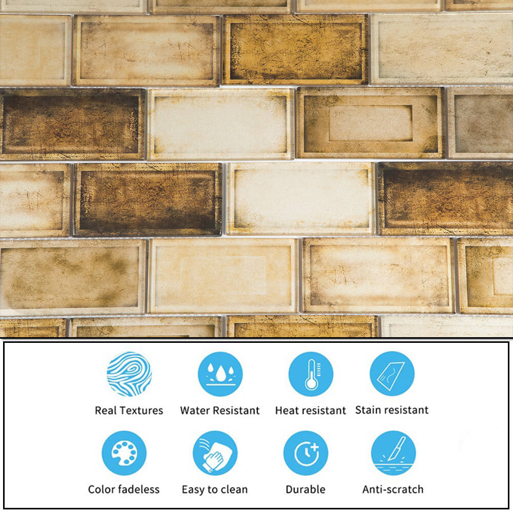 Industrial Age Retro Brown 12 x 12 Inch Glass Subway Tile (5 Pcs/Box, 5 sq.ft.)