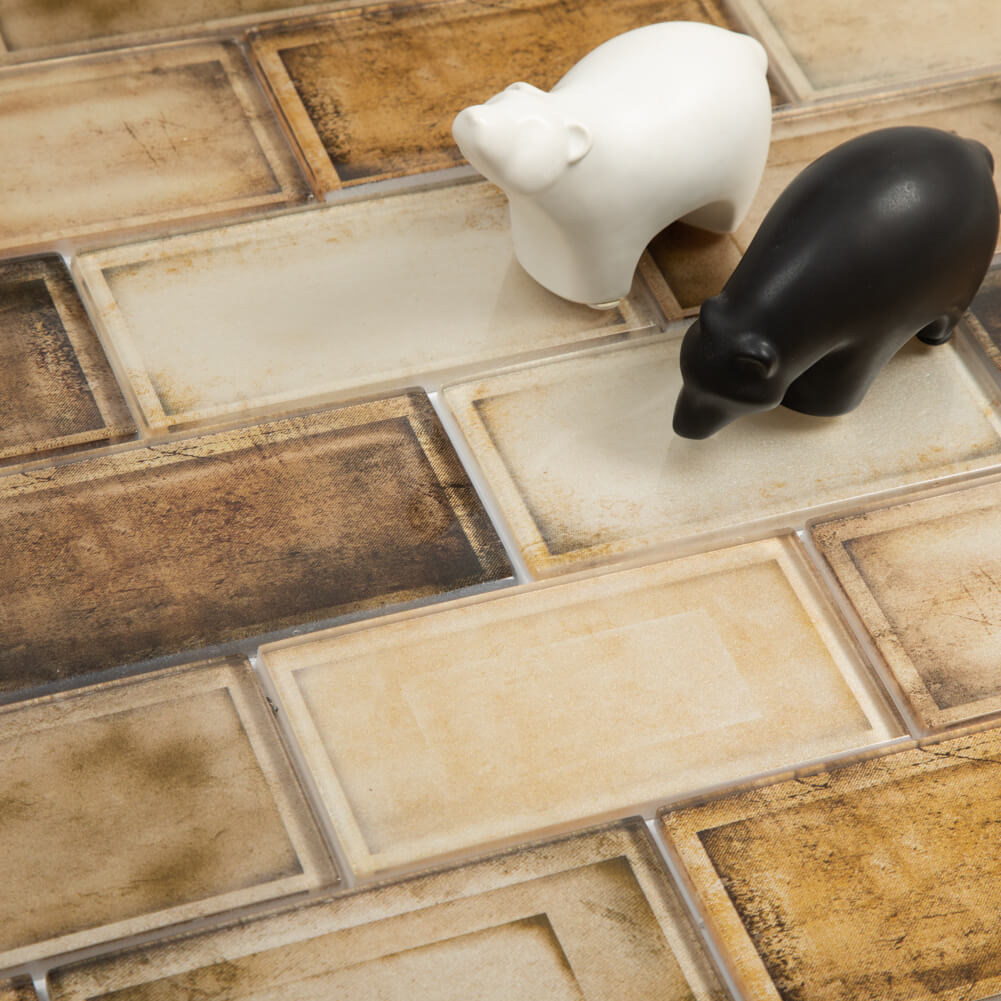 Industrial Age Retro Brown 12 x 12 Inch Glass Subway Tile (5 Pcs/Box, 5 sq.ft.)