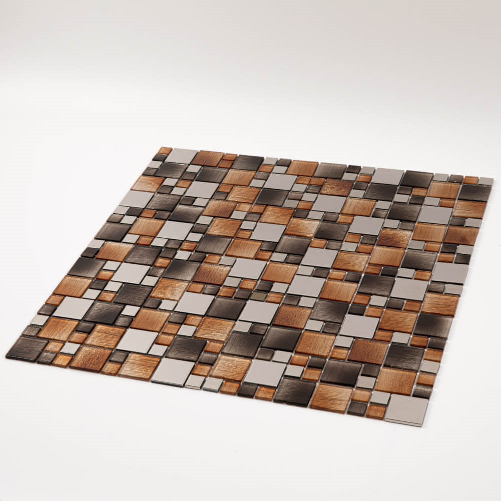 Glass Mosaic Tile Backsplash 11.7 x 11.7 Inch Brown Square(5 Pcs/Box, 4.75 sq.ft.)