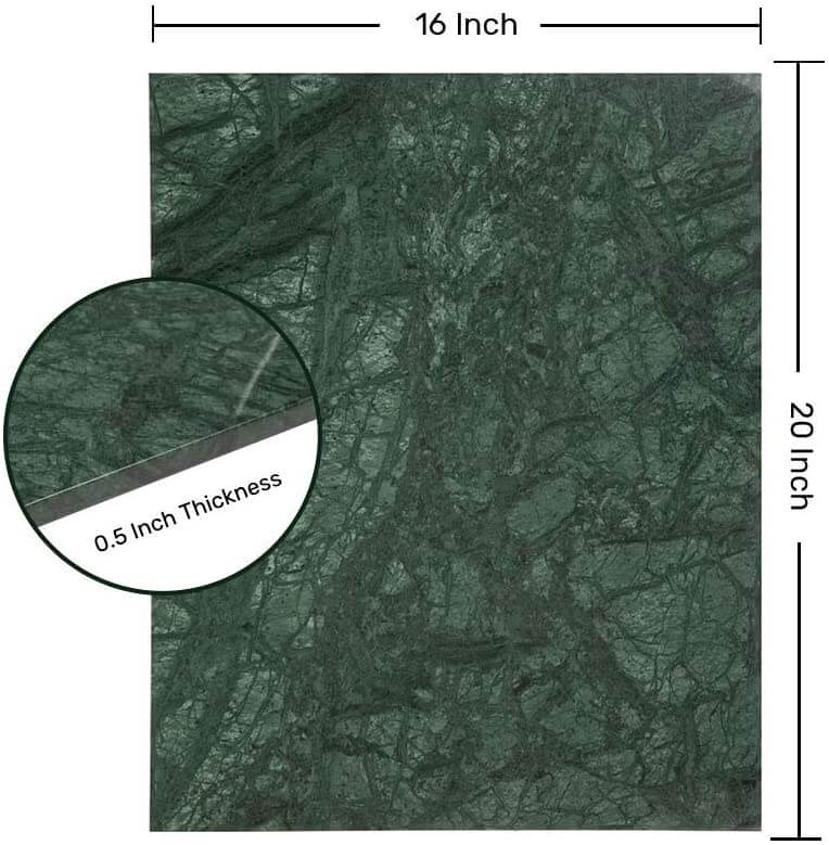 Natural Medium Green Marble Pastry Board 12 x 16 Inch