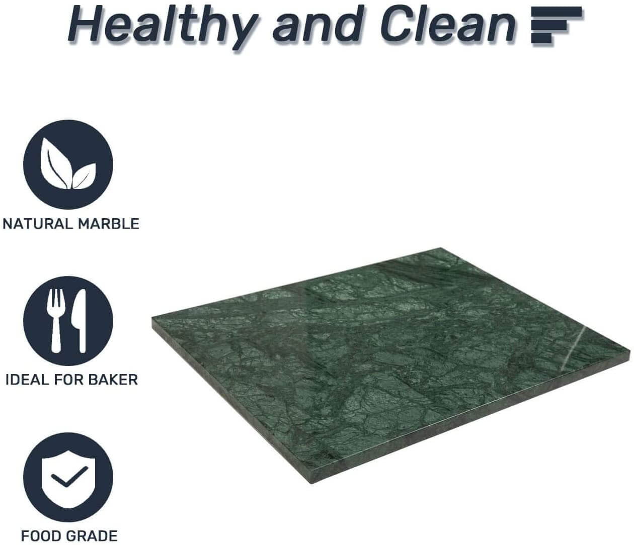 Natural Medium Green Marble Pastry Board 12 x 16 Inch