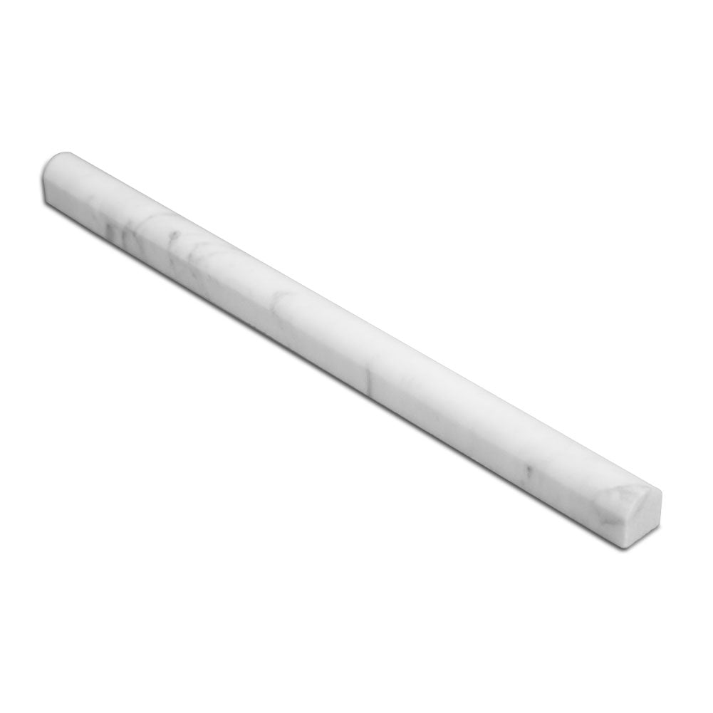 Bianco White Carrara Marble Pencil Liner 3/4 x 12 Inch Honed (15-Pack)
