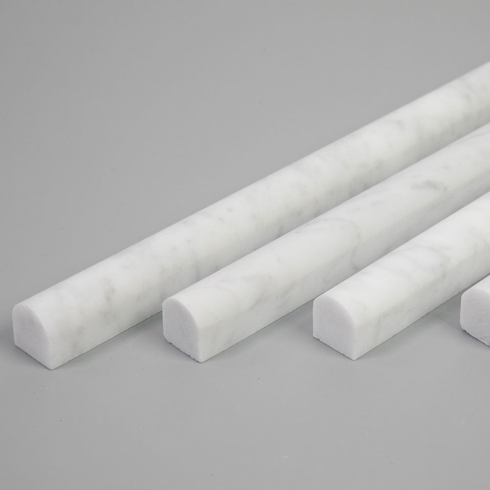 Bianco White Carrara Marble Pencil Liner 3/4 x 12 Inch Honed (15-Pack)