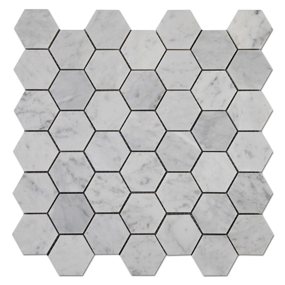 Bianco White Carrara Marble 2 Inch Hexagon Mosaic Tile Honed (5-Pack)
