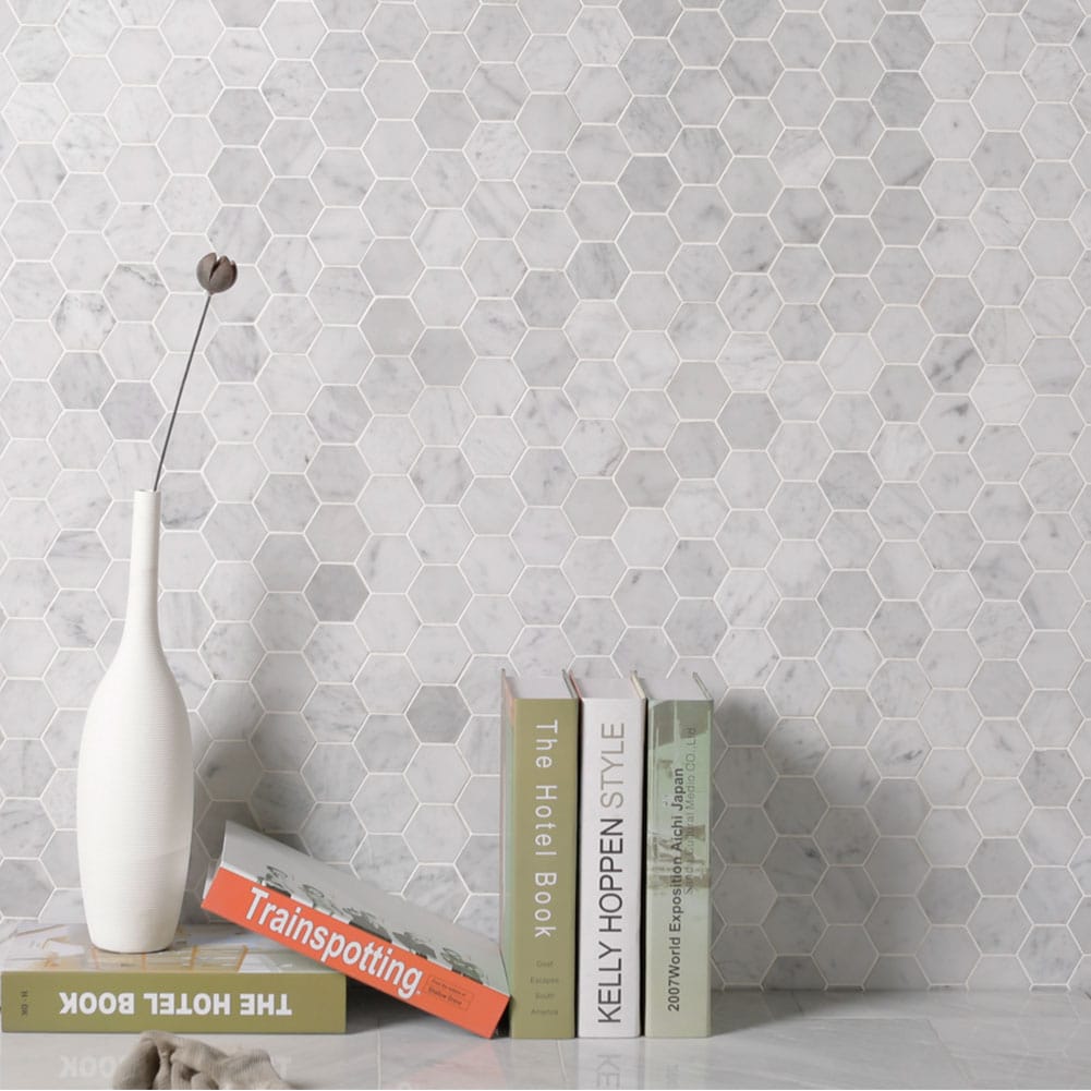 Bianco White Carrara Marble 2 Inch Hexagon Mosaic Tile Honed (5-Pack)