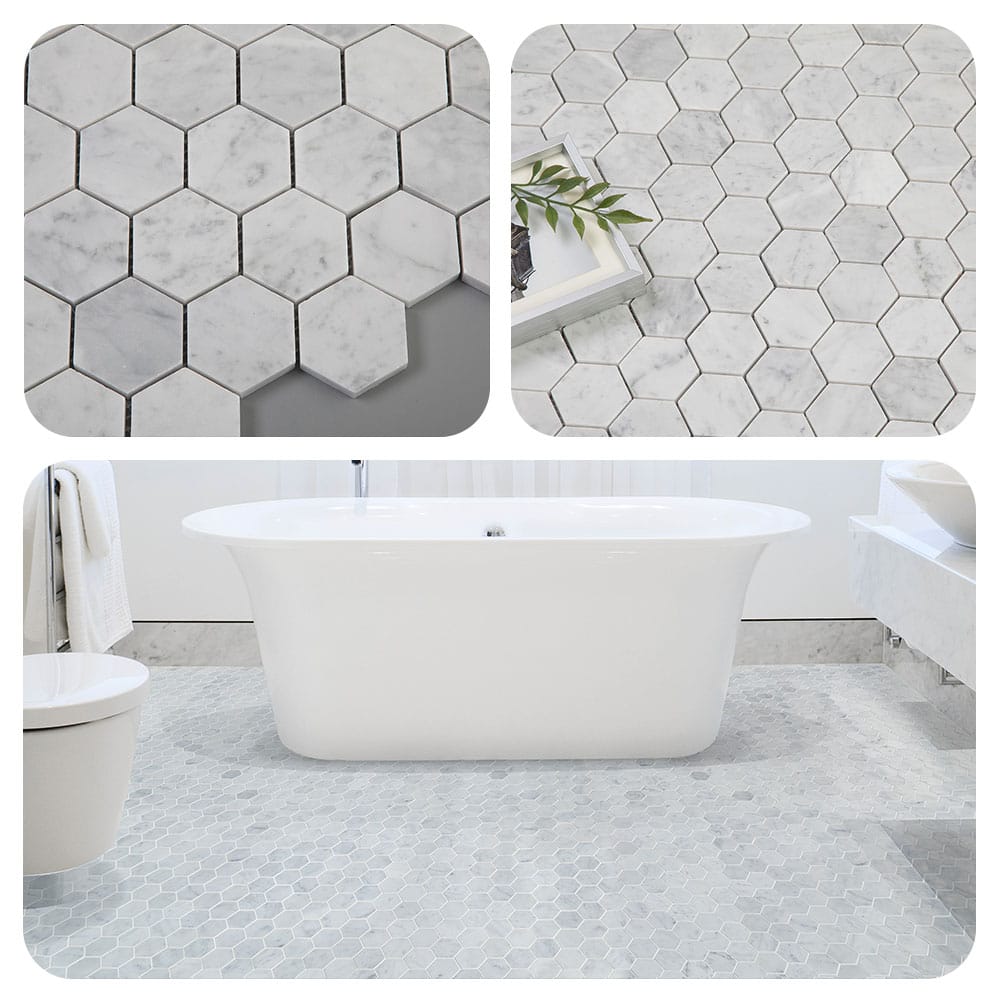 Bianco White Carrara Marble 2 Inch Hexagon Mosaic Tile Honed (5-Pack)