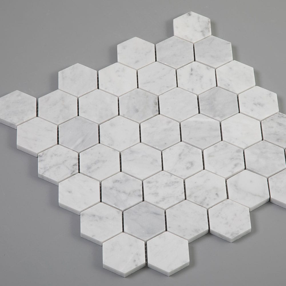 Bianco White Carrara Marble 2 Inch Hexagon Mosaic Tile Honed (5-Pack)