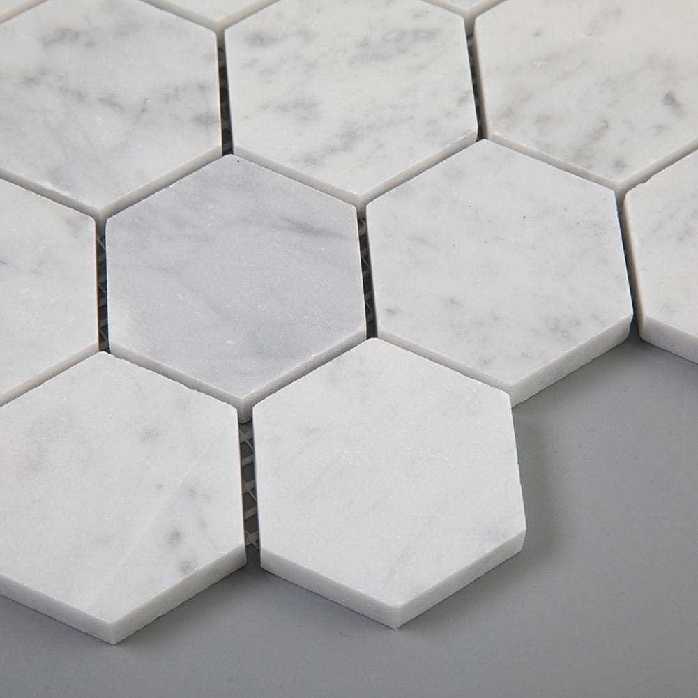 Bianco White Carrara Marble 2 Inch Hexagon Mosaic Tile Honed (5-Pack)